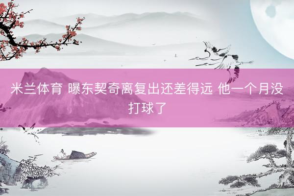 米兰体育 曝东契奇离复出还差得远 他一个月没打球了