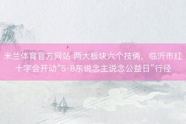 米兰体育官方网站 两大板块六个技俩，临沂市红十字会开动“5·8东说念主说念公益日”行径